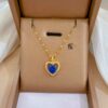 Heart Pendant Rhinestone Necklace blue