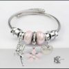 Silver Stainless Steel Bracelet pink