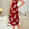 Floral print thin strap dress-2