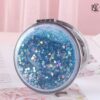 Portable Double-Sided Folding Cosmetic Mirror for Women blue